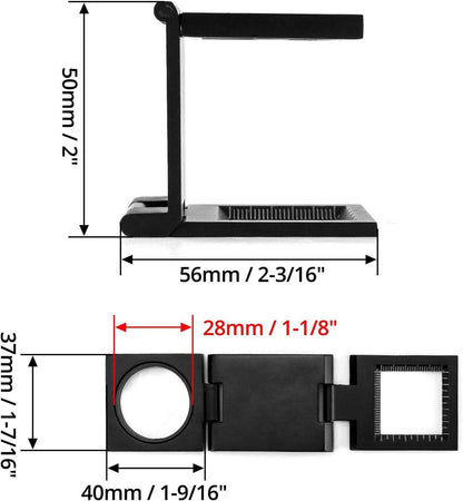 Mini Klapp-Lupe 10X Metall Maßstab fadenzähler Nähen Löten Lesen 1