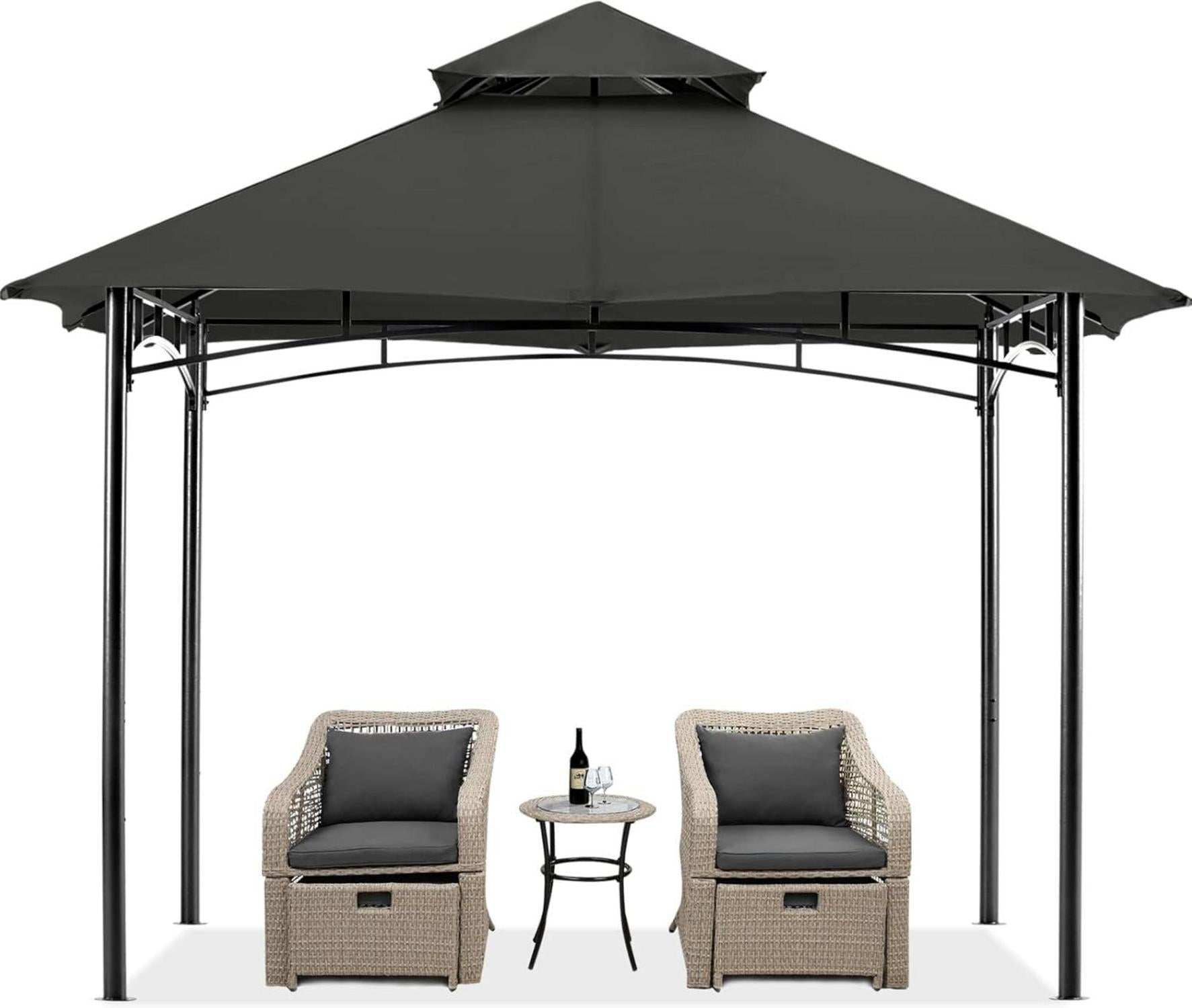 Doppeldach Gartenpavillon 2,5 x 2,5 m für Garten Dunkelgrau