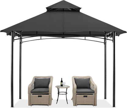 Doppeldach Gartenpavillon 2,5 x 2,5 m für Garten Dunkelgrau