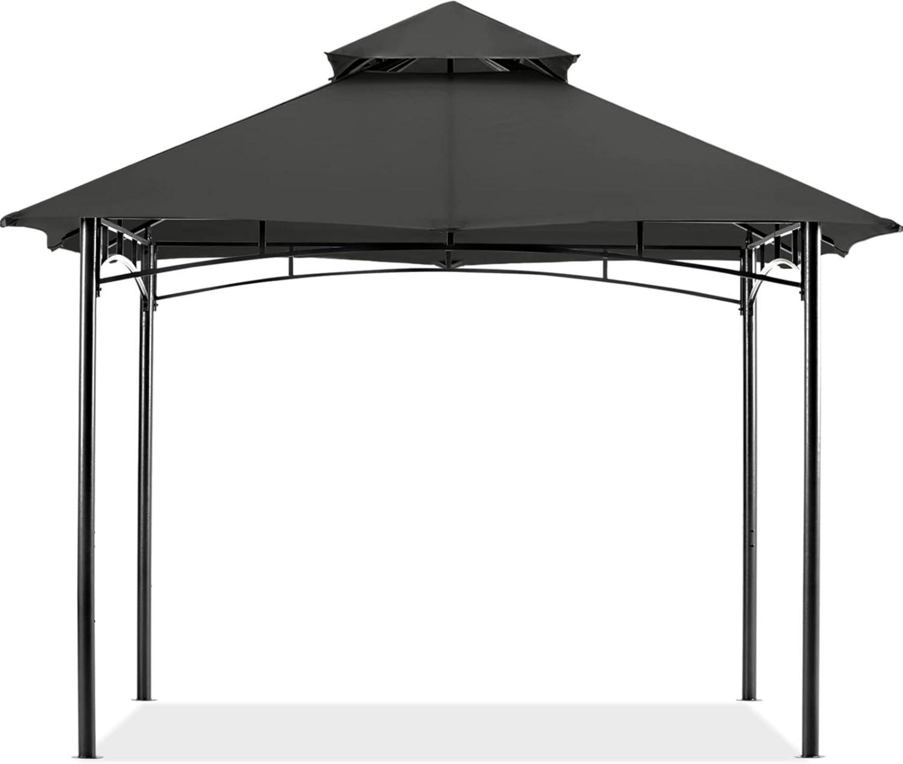Gartenpavillon Doppeldach 2,5 x 2,5 m Dunkelgrau stabil
