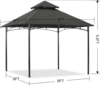 Doppeldach Gartenpavillon 2,5 x 2,5 m für Garten Dunkelgrau