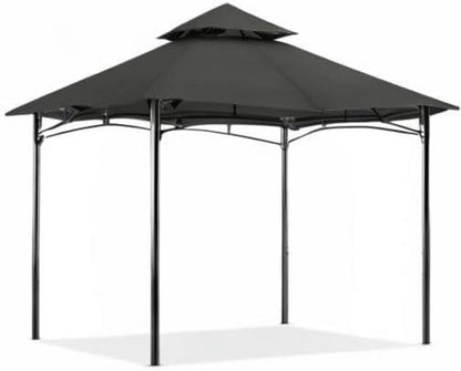 Gartenpavillon 2,5x2,5m Doppeldach Dunkelgrau mit Zubehör