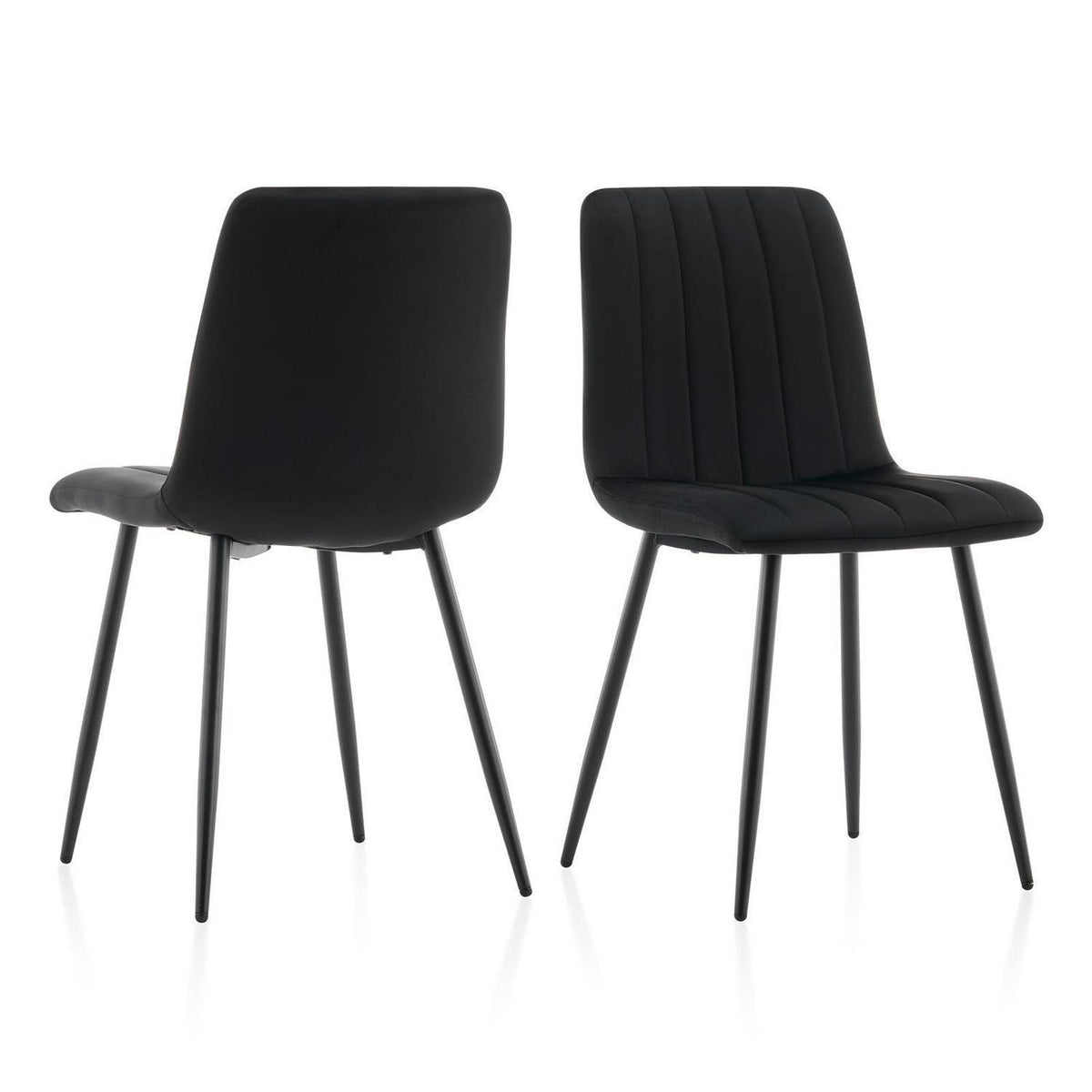 Samt Esszimmerstühle 2er Set Schwarz – Bequeme Küchenstühle