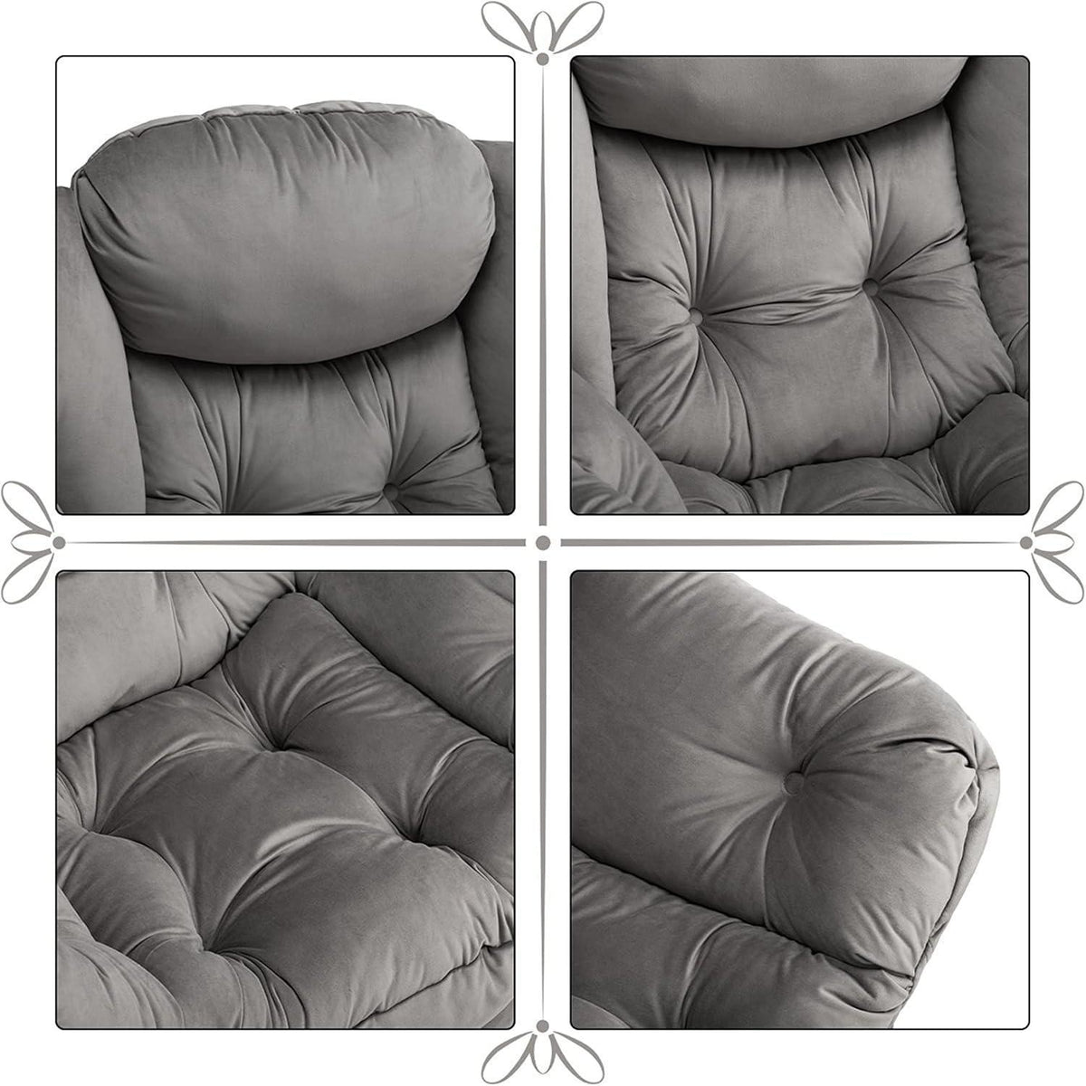 Ohrensessel Samt Relaxsessel Dunkelgrau – Bequemer Lesesessel