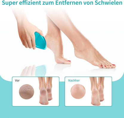 2in1 Nano Glas Hornhautentferner für Nass&Trocken-Füße - Profi Hornhautraspel Blau