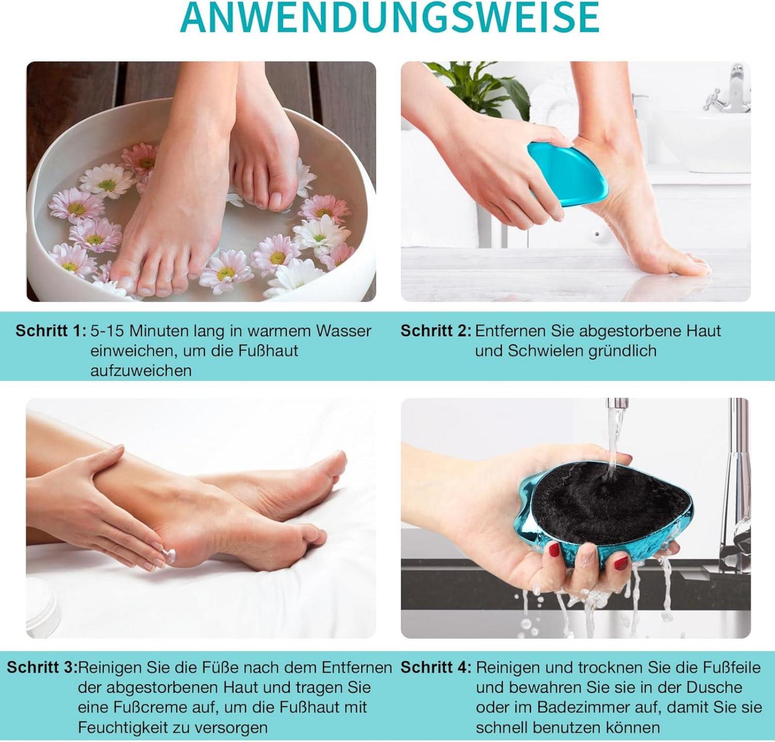 2in1 Nano Glas Fußfeile Hornhautentferner Sicher und Effektiv - Blau