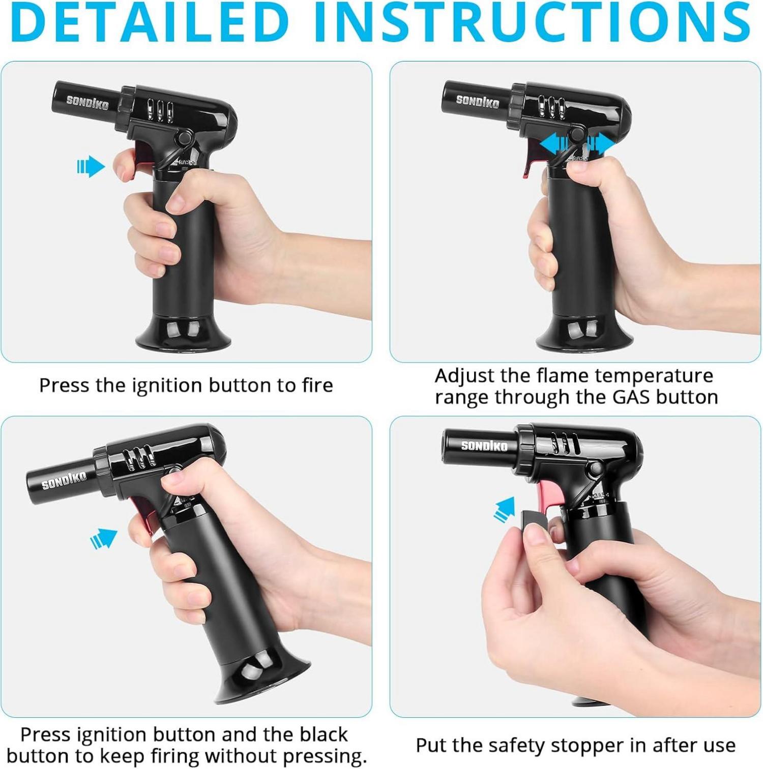 Flambierbrenner mit Tankanzeige und Sicherheitsschloss