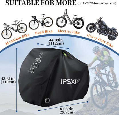 Fahrradabdeckung Wasserdicht 210D Oxford Schwarz 208x112x110CM 3