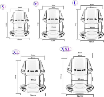 Hohler Transparenter Analplug mit Vagina Dilatator - 5 Größen