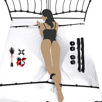 BDSM Set 9-teilig SM Bett Sets Straußenfeder Peitsche