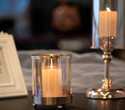 Hurrikan Goldener Stumpenkerzenhalter aus Glas - Deluxe Design