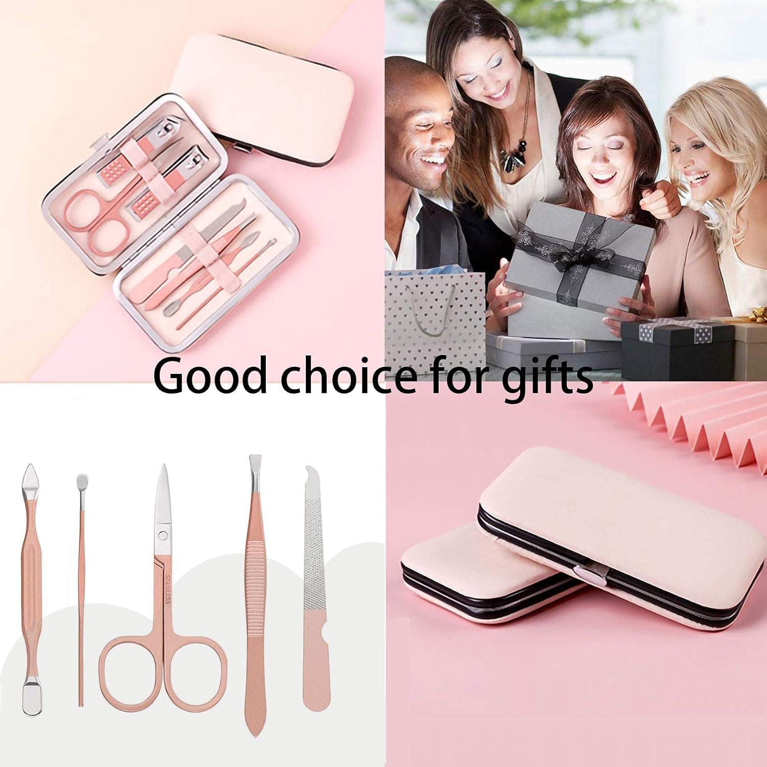 Professionelles Maniküre Pediküre Set Nagelschere Nagelknipser Etui Pink