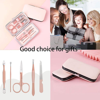 Professionelles Maniküre Pediküre Set Nagelschere Nagelknipser Etui Pink