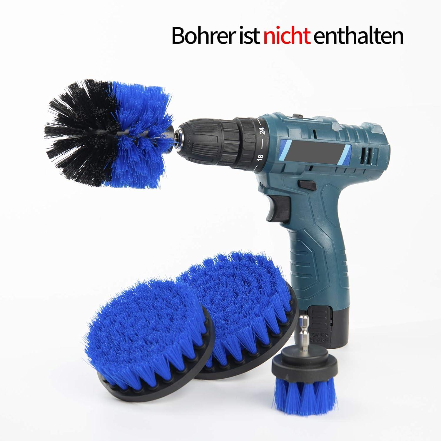 Bohrbürste Reinigungsset 4er Pack für Fliesen, Bad, Auto