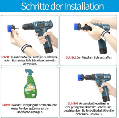 BOZKAA 4er Set Bohrbürsten-Set für Reinigung, ideal für Poolfliesen, Badezimmer, Keramik, Marmor