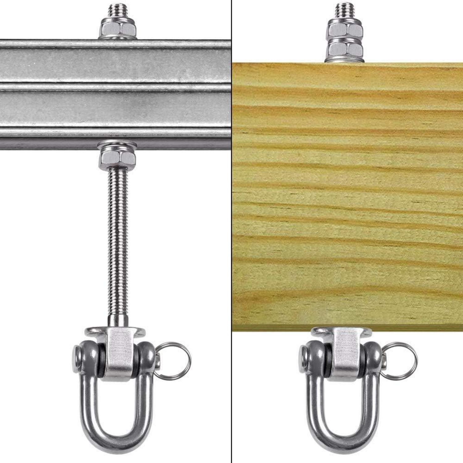 SELEWARE Schaukel Aufhänger Edelstahl Schaukelhaken für Holzbalken Stahlträger 6 Stück