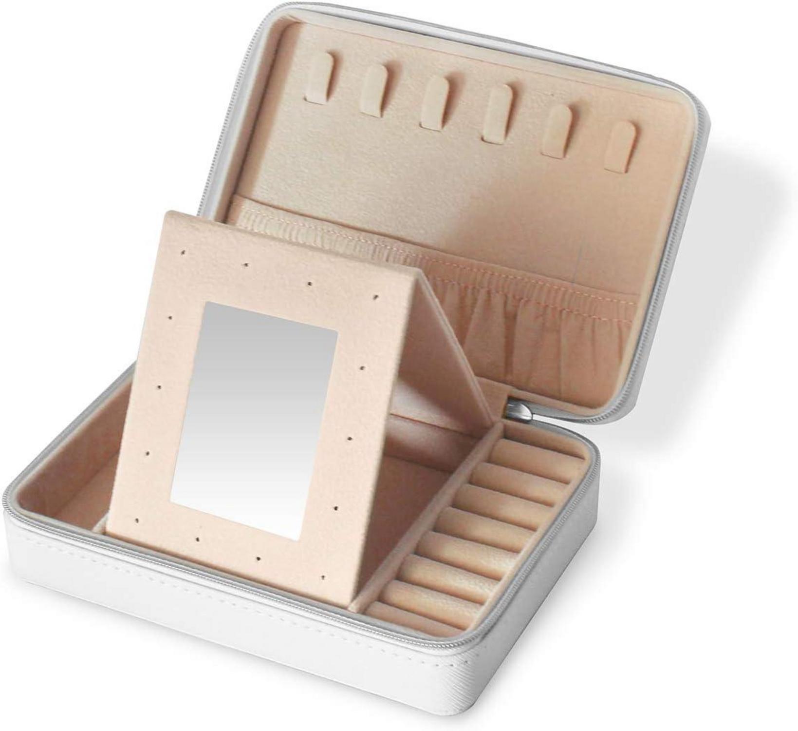 Schmuckschatulle Damen PU Leder 2-lagig Halskette Ohrringe