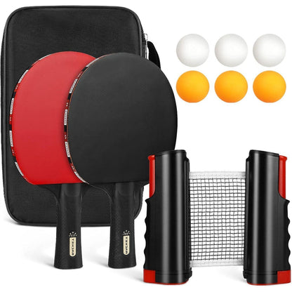 Tischtennisschläger Set mit Tischtennisnetz 2 Schläger