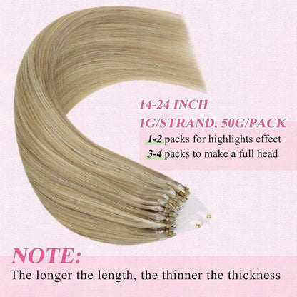 Echthaar Microring Extensions Blond Highlights 35cm