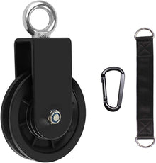 Umlenkrolle Stahlseil Schaukelgurt Karabiner Flaschenzug DIY 90mm 1