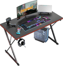Gaming Schreibtisch Kohlefaseroberfläche Kopfhörerhaken 120x60 Schwarz