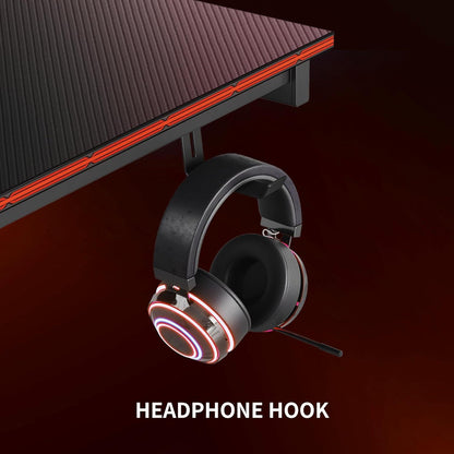 Gaming Schreibtisch Ergonomisch Kohlefaser 120x60 cm Kopfhörerhaken