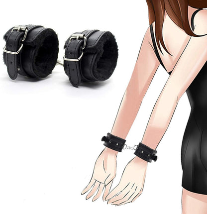 Leder Handschellen Kunstleder Plüschfutter BDSM Bondage Erotik