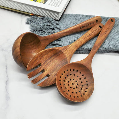 Holzlöffel Set aus Teakholz – 6-teilig für Küche & Kochen