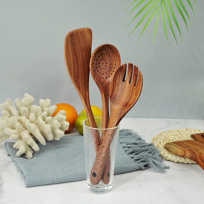 Holzlöffel Set aus Teakholz – 6-teilig für Küche & Kochen