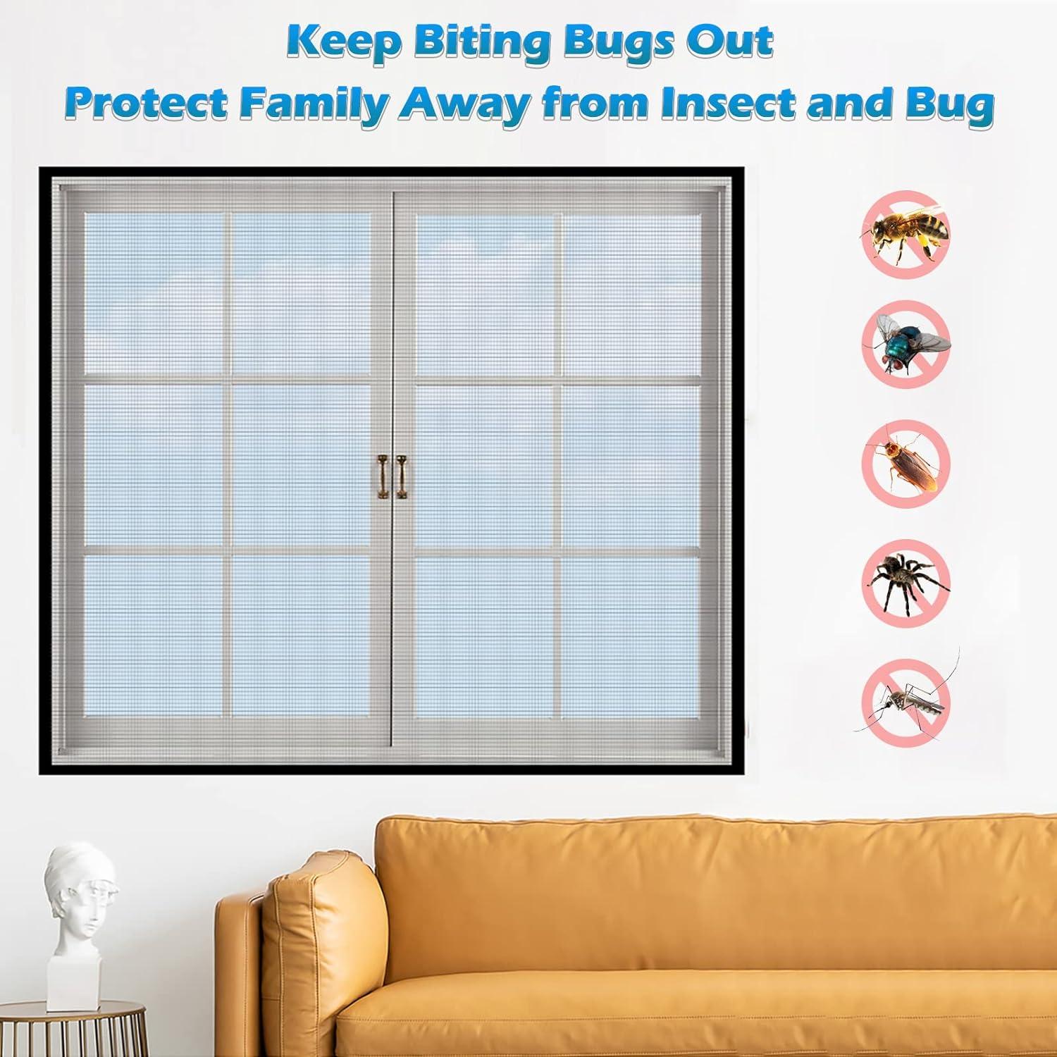 Cieex 2 Stück Fliegengitter 200x200cm Meterware Grau mit Reinigungsbürste