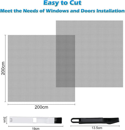 2er Pack Fliegengitter 200x200cm Grau inkl. Reinigungsbürste