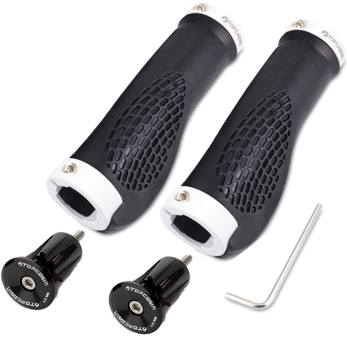 Ergonomische Fahrradgriffe mit Verriegelung – Weiß