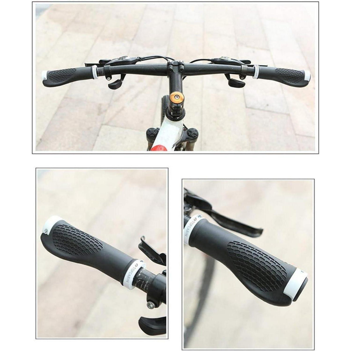 Ergonomische Fahrradgriffe mit Verriegelung – Weiß