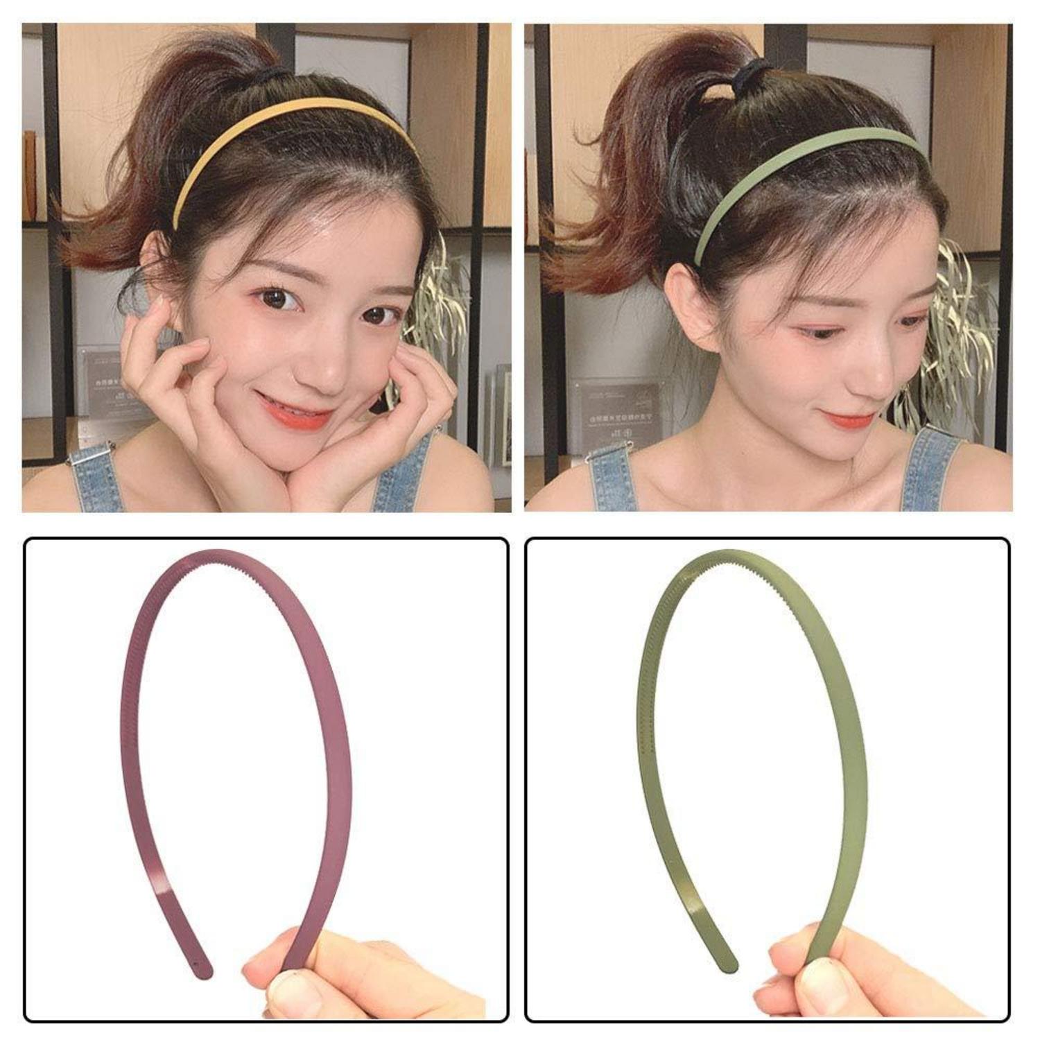 12er Set dünne Gummi-Haarreifen 8mm Zähne Mädchen Frauen Kinder