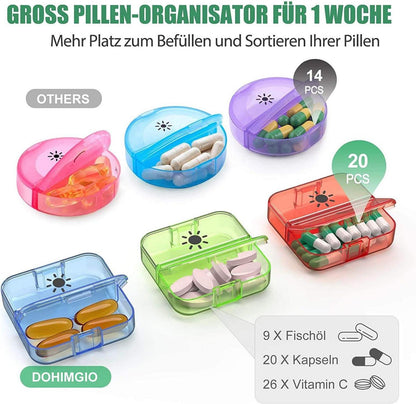 Tablettenbox 7 Tage 2 Fächer XL Pillendose Medikamentenbox