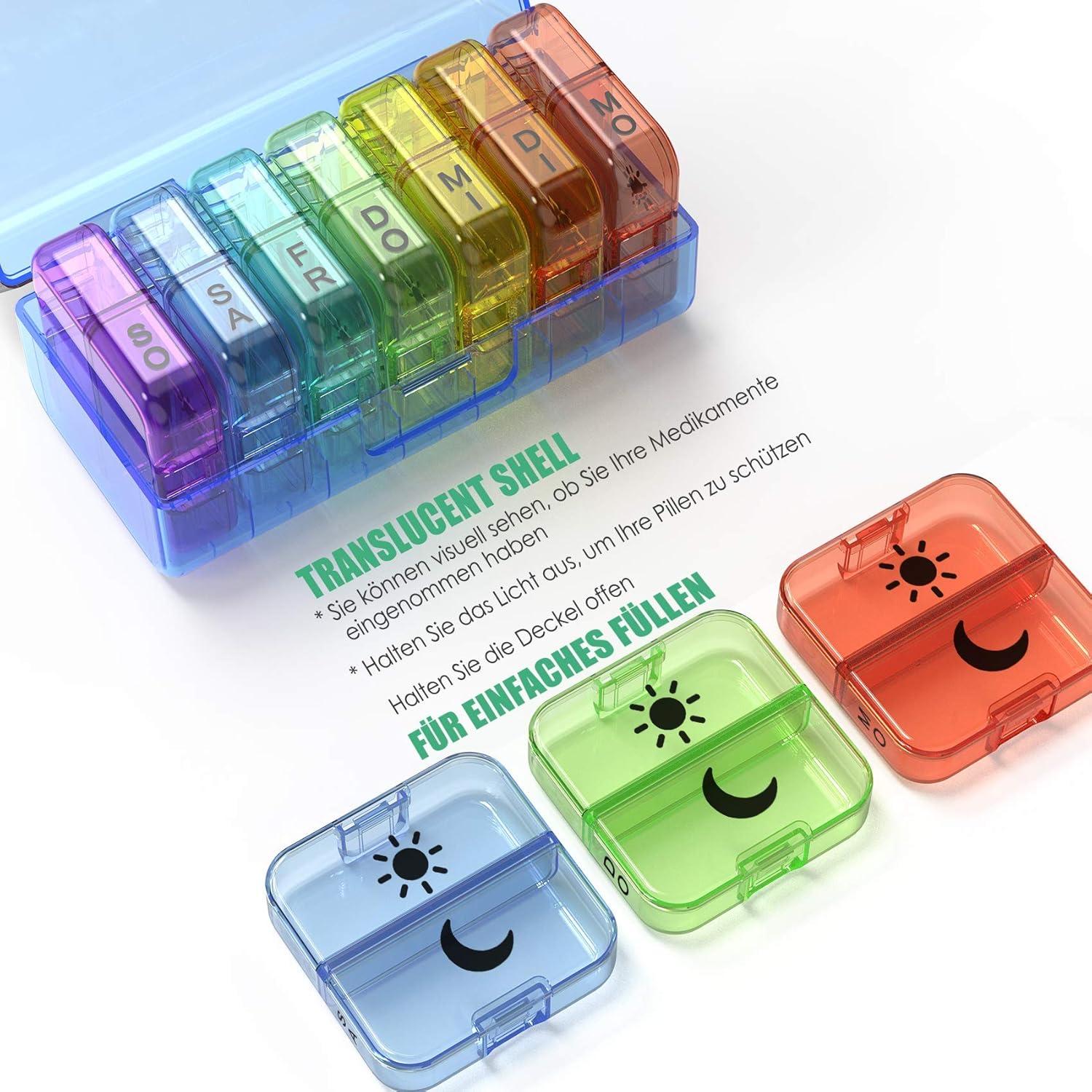 Tablettenbox 7 Tage 2 Fächer XL Medikamentendispenser Blau