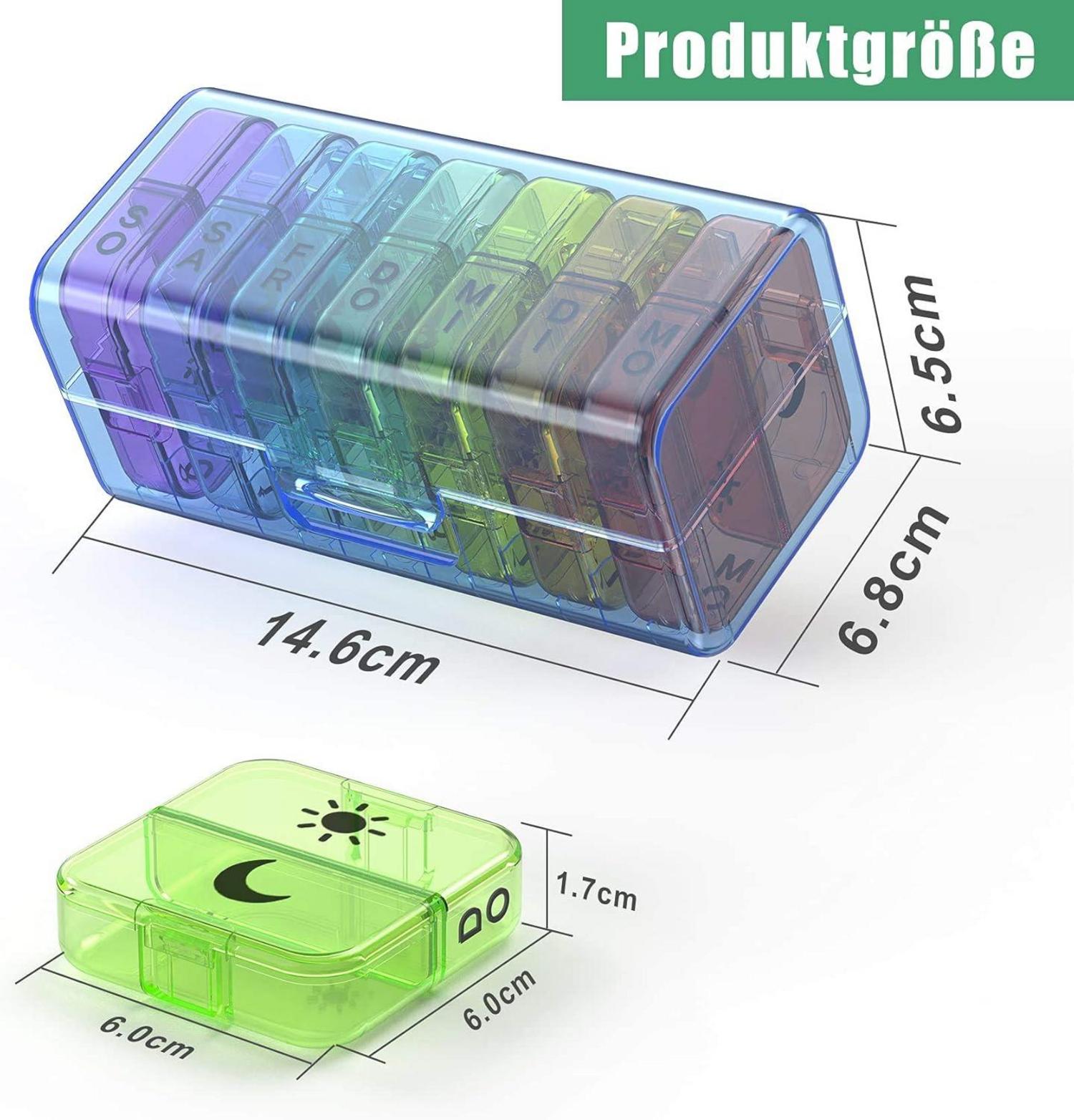 Tablettenbox Organizer 7 Tage 2 Fächer XL Pillendose MediBox