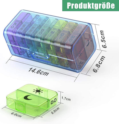 Tablettenbox Organizer 7 Tage 2 Fächer XL Pillendose MediBox