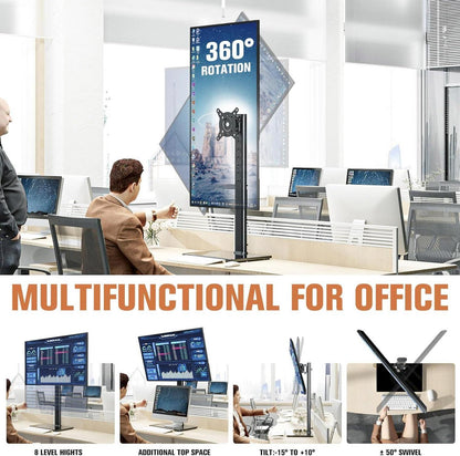 Schwenkbarer Monitorständer für 27-43 Zoll Monitore, höhenverstellbar, schwarz