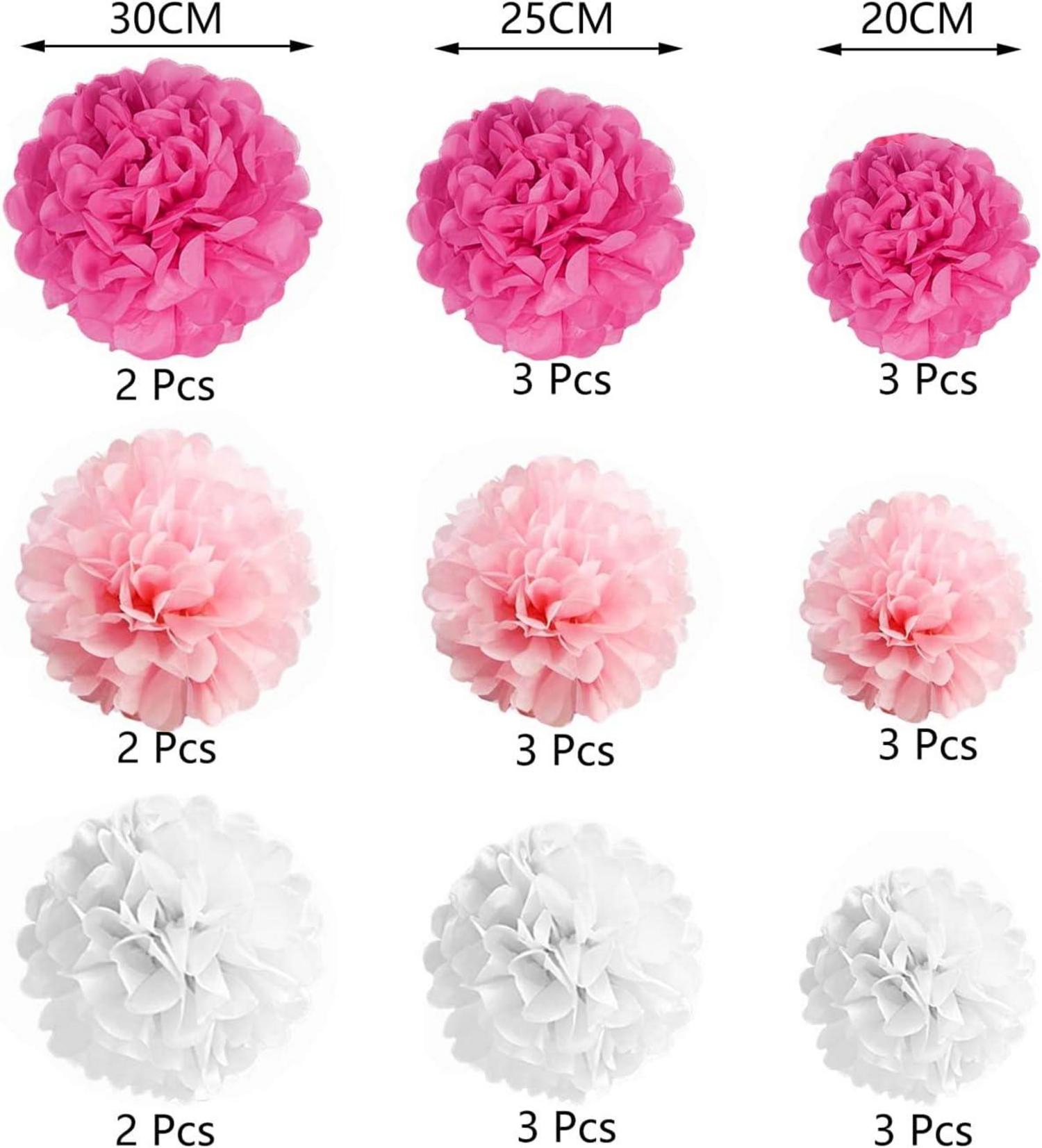 24er Pompons Deko Rosa Seidenpapier Pompoms Hochzeitsdeko Taufe