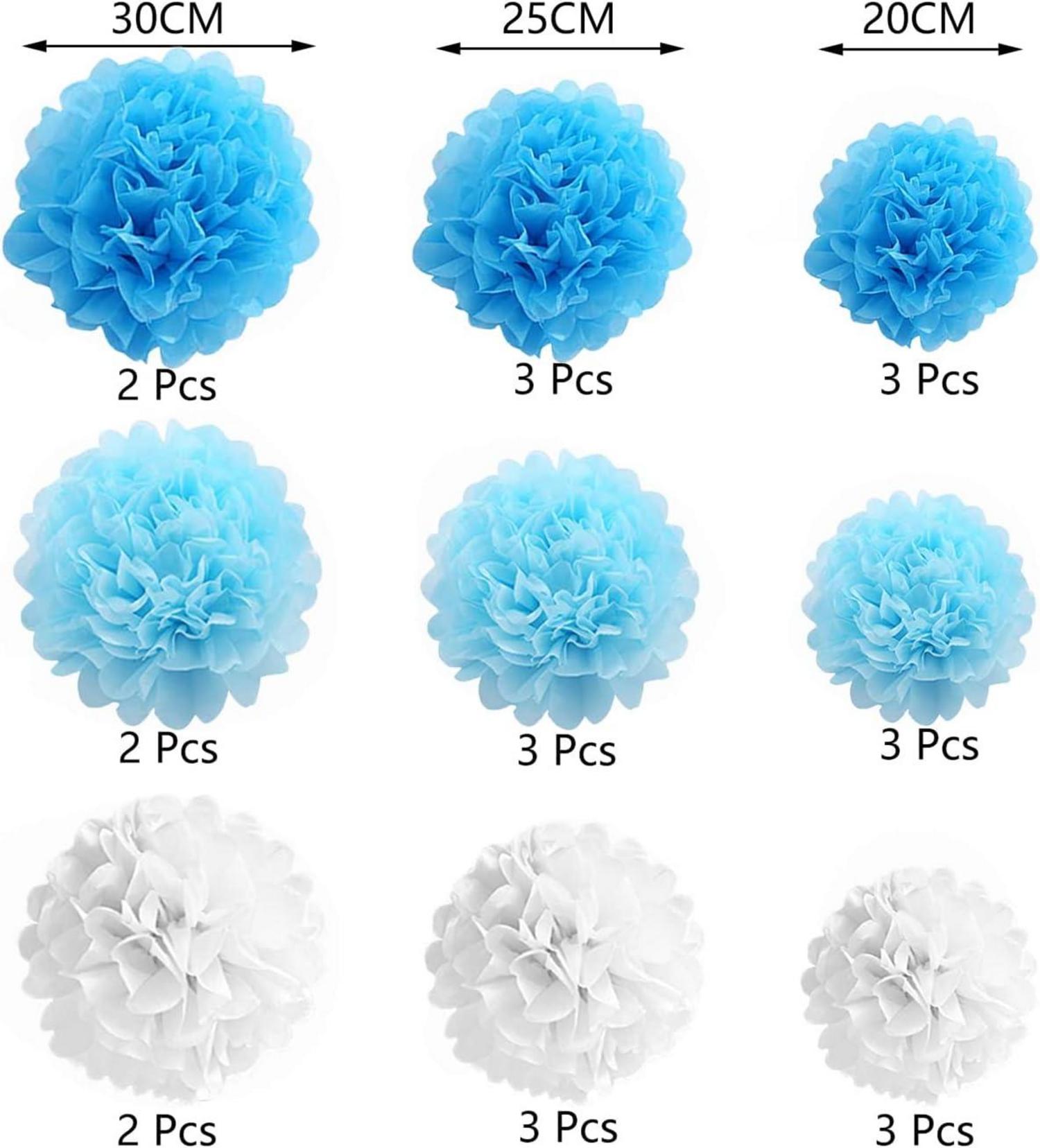 24er Pompons Deko Blau Hochzeit Taufe Konfirmation Geburtstag