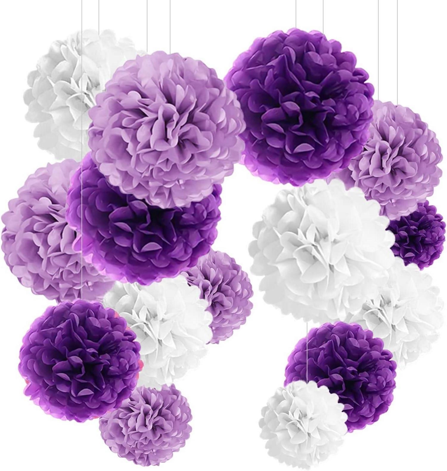 24er lila Pompons Deko für Hochzeit und Party