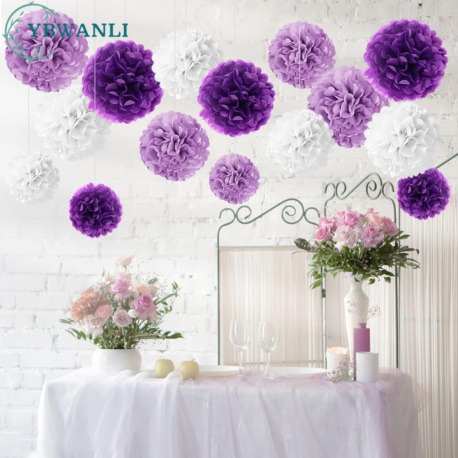 24er lila Pompons Deko für Hochzeit und Party