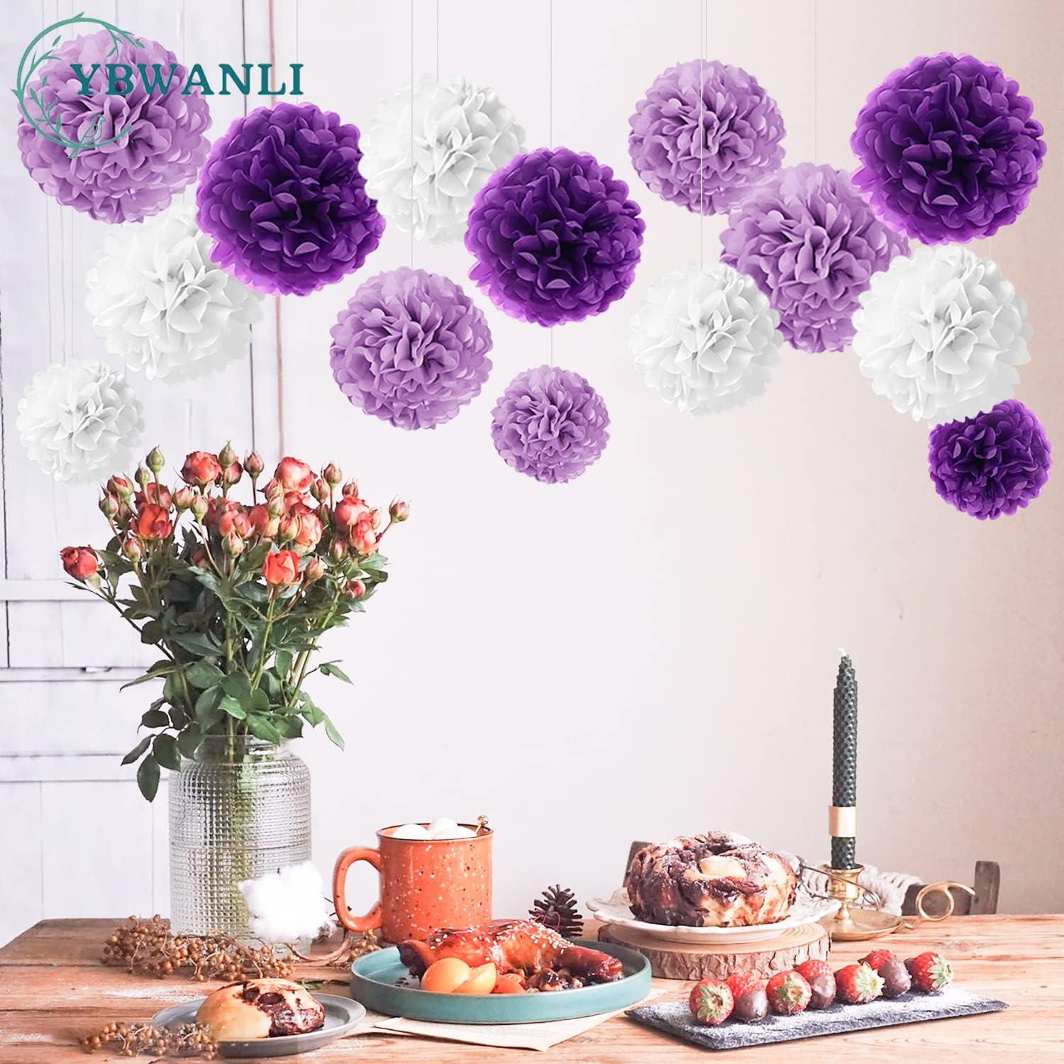 24er lila Pompons Deko Hochzeit Gartenparty Einschulung Taufe Konfirmation
