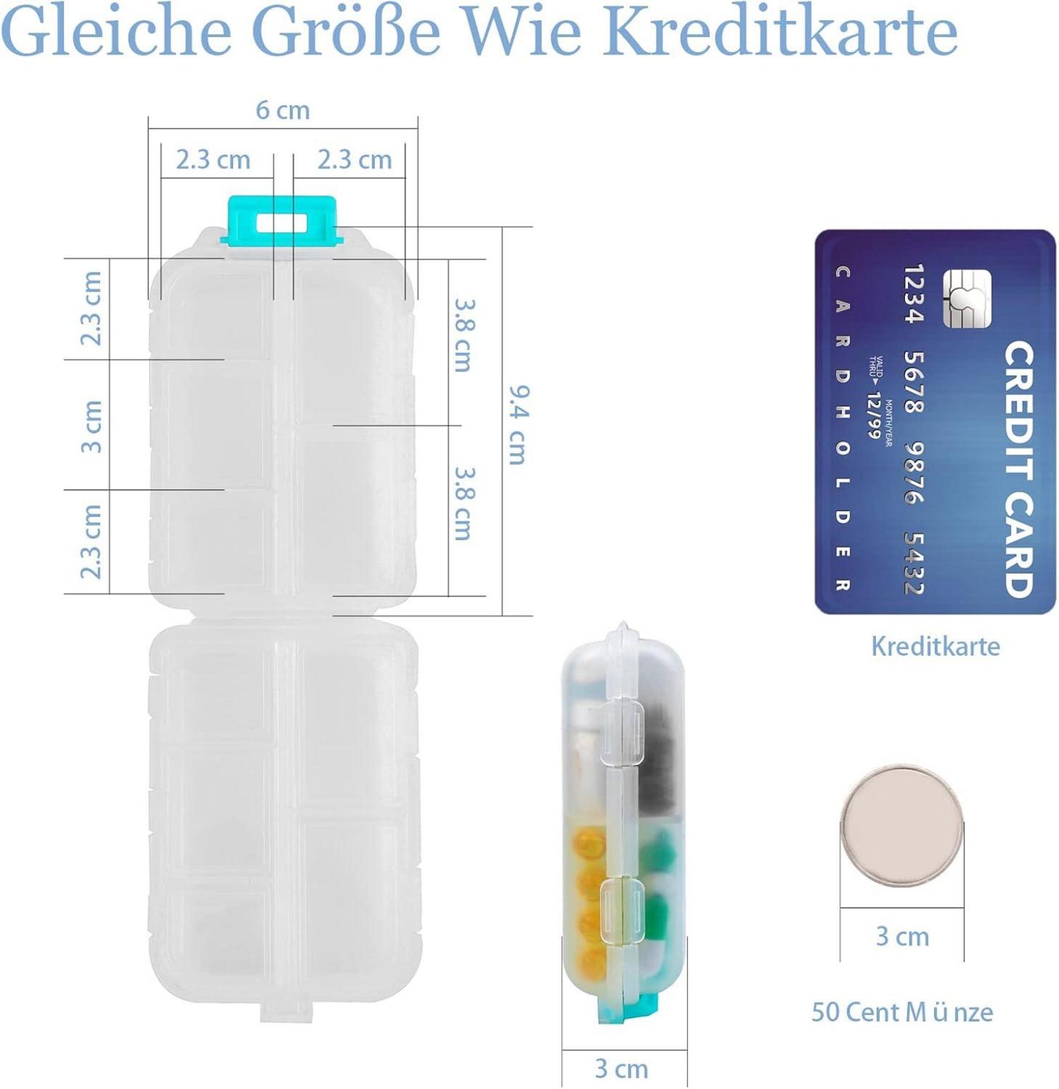 Tablettenbox 7 Tage Medikamentenbox 10 Fächer Handlich