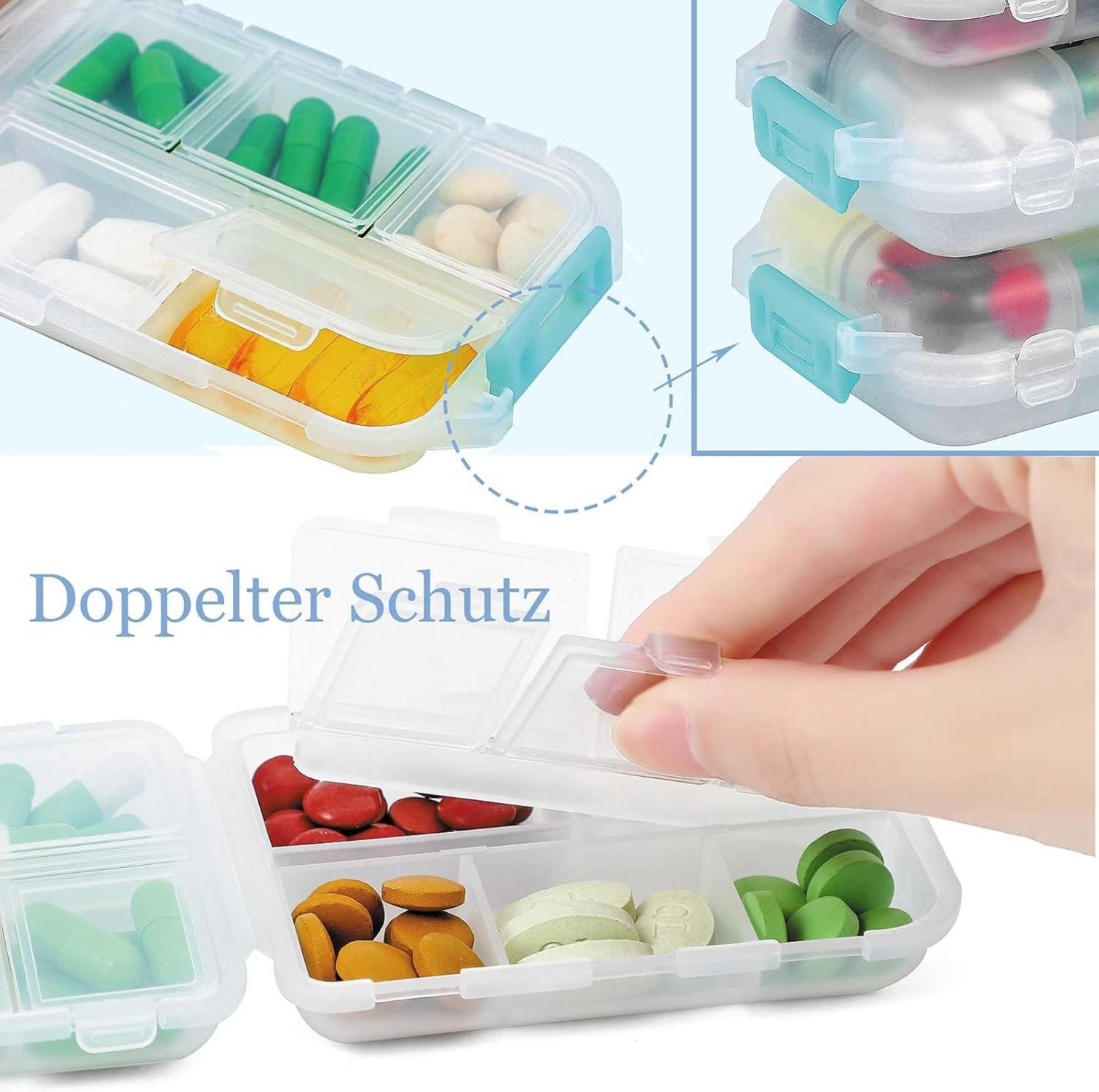 Tablettenbox 7 Tage Pillendose 4er Set Medikamentenbox mit Etikett