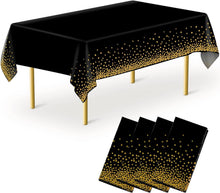 Einweg Tischdecke Set 137x274cm Schwarz Gold 4er Pack
