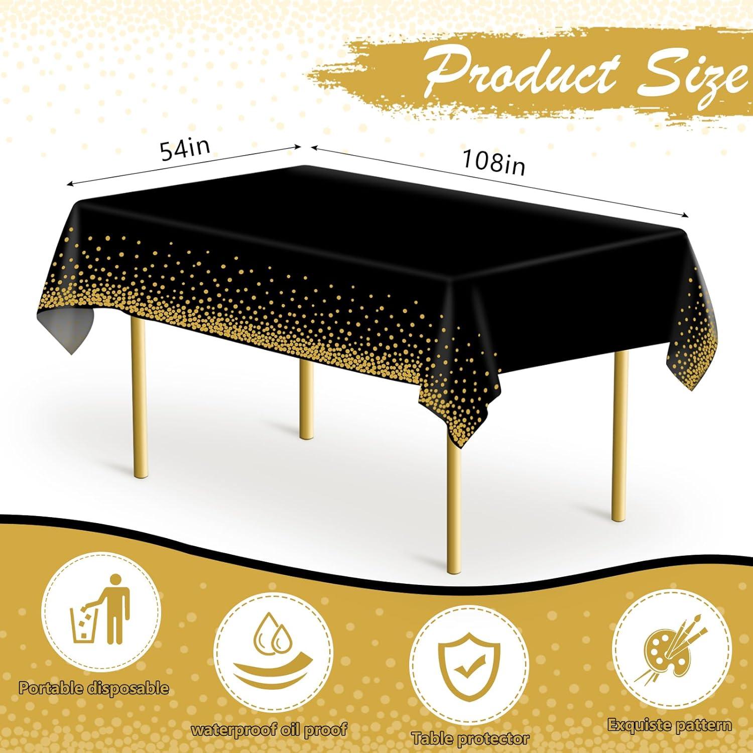 Mokani Einweg Tischdecke 137x274cm Schwarz Gold 4er Pack