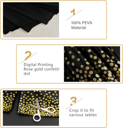 Mokani Einweg Tischdecke, Bierzeltgarnitur 137 x 274 cm, Schwarz Gold 4 Stück