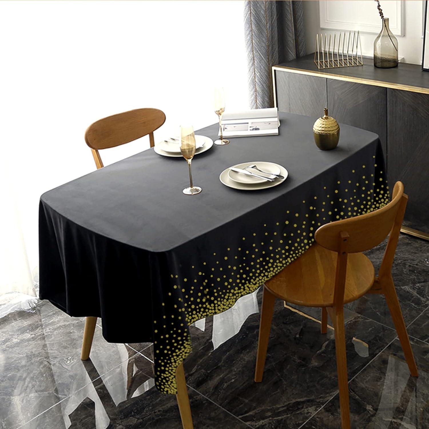 Mokani 4er Pack Einweg Tischdecke Schwarz Gold 137x274cm - Wasserdicht